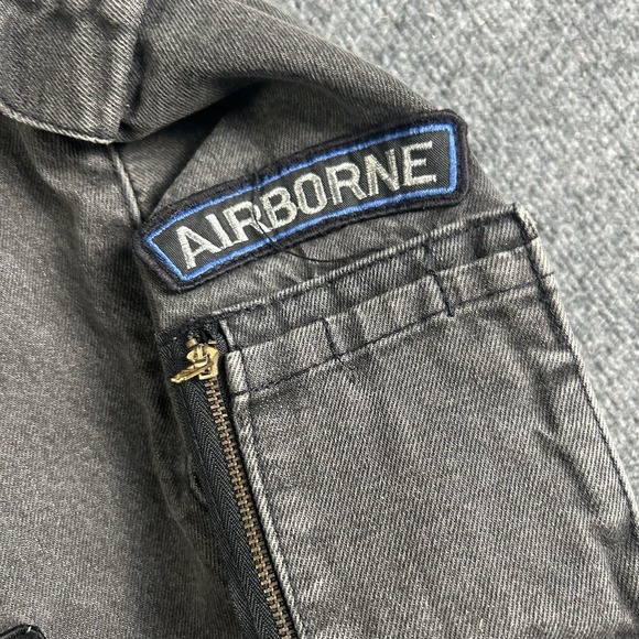 VTG Rare Dual Control Bomber Jacket Gray Canvas Canada Made 80s Military Patch M - Picture 3 of 6